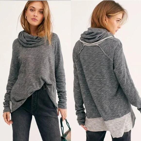 Free People Beach cowl neck long sleeve tee - Picture 1 of 7
